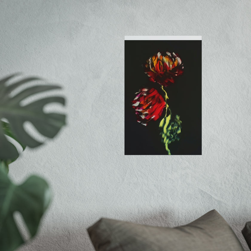 Firecracker — Red Peonies on Black, Botanical Wall Art