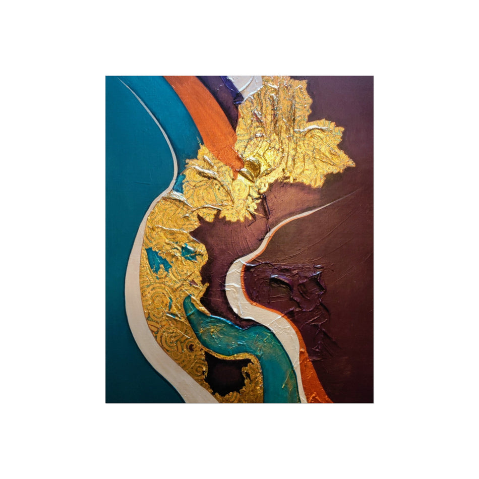 In the Groove — Teal, Gold & Earthtone Modern Wall Art
