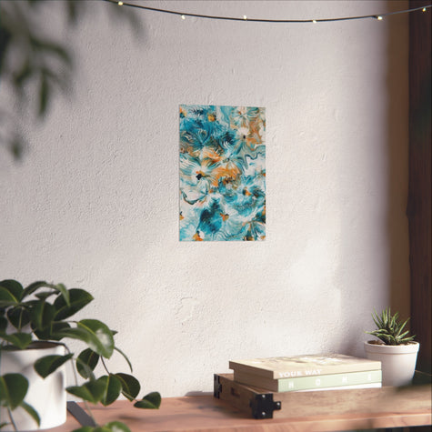 Happy — Abstract Floral Teal & Gold Wall Art