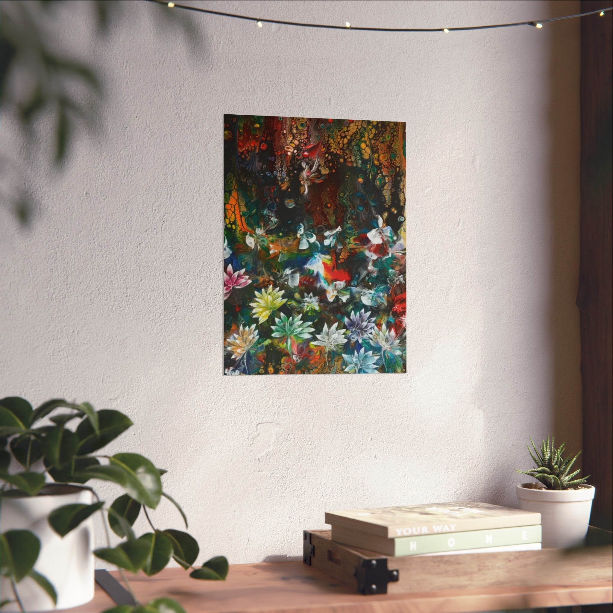 Lotus Garden – Abstract Colorful Floral Fantasy Wall Art