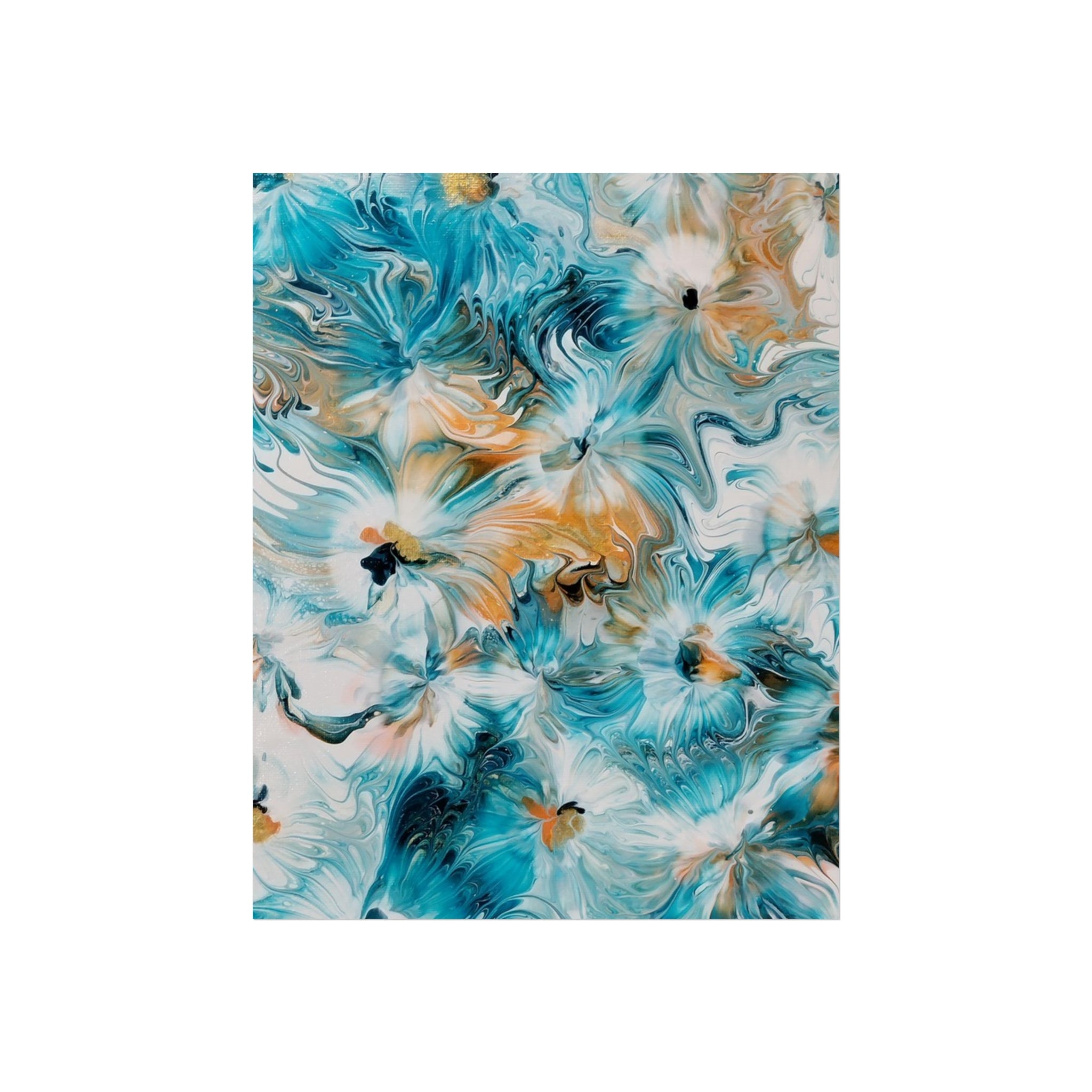 Happy — Abstract Floral Teal & Gold Wall Art