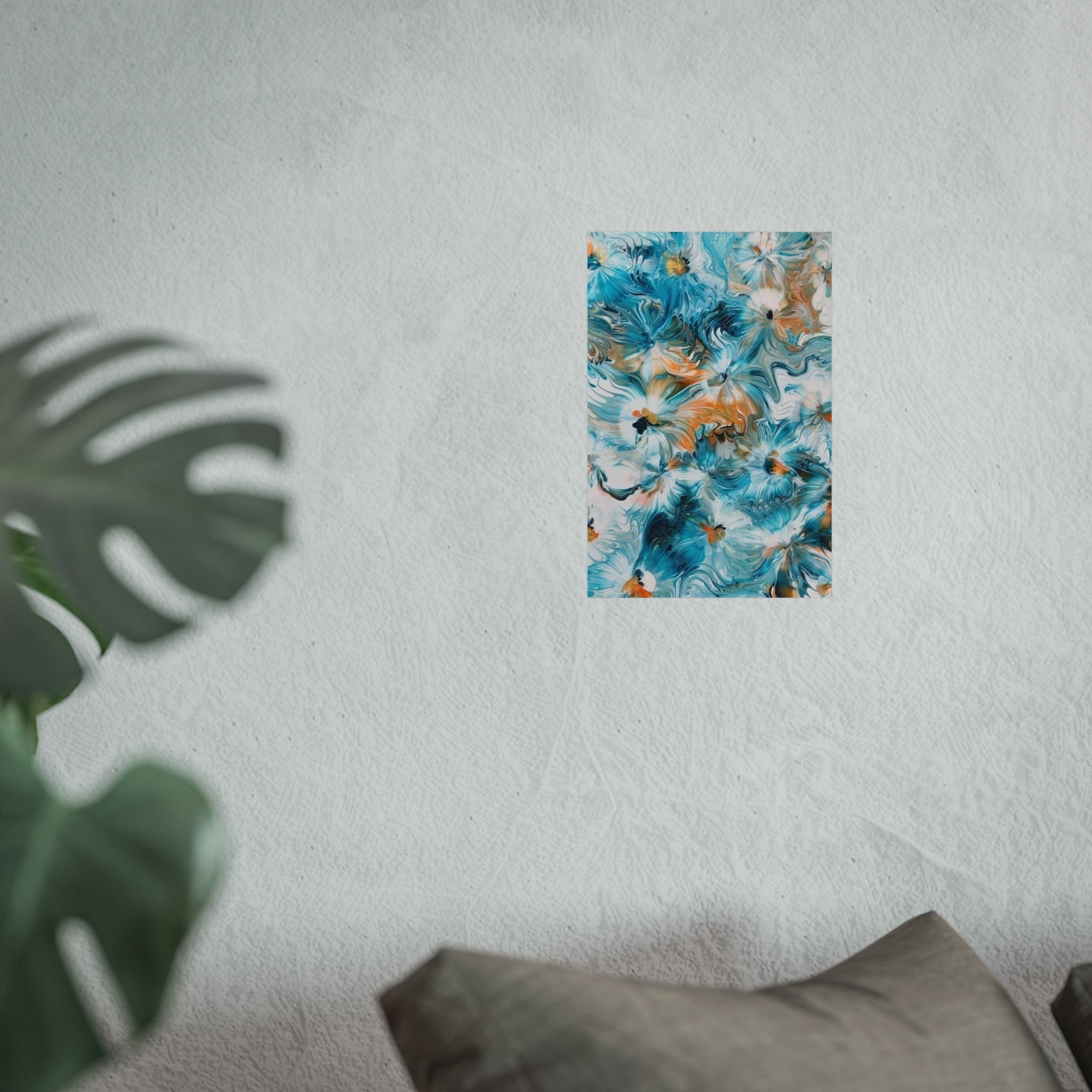 Happy — Abstract Floral Teal & Gold Wall Art