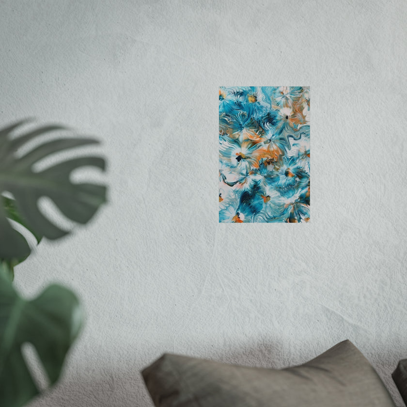 Happy — Abstract Floral Teal & Gold Wall Art
