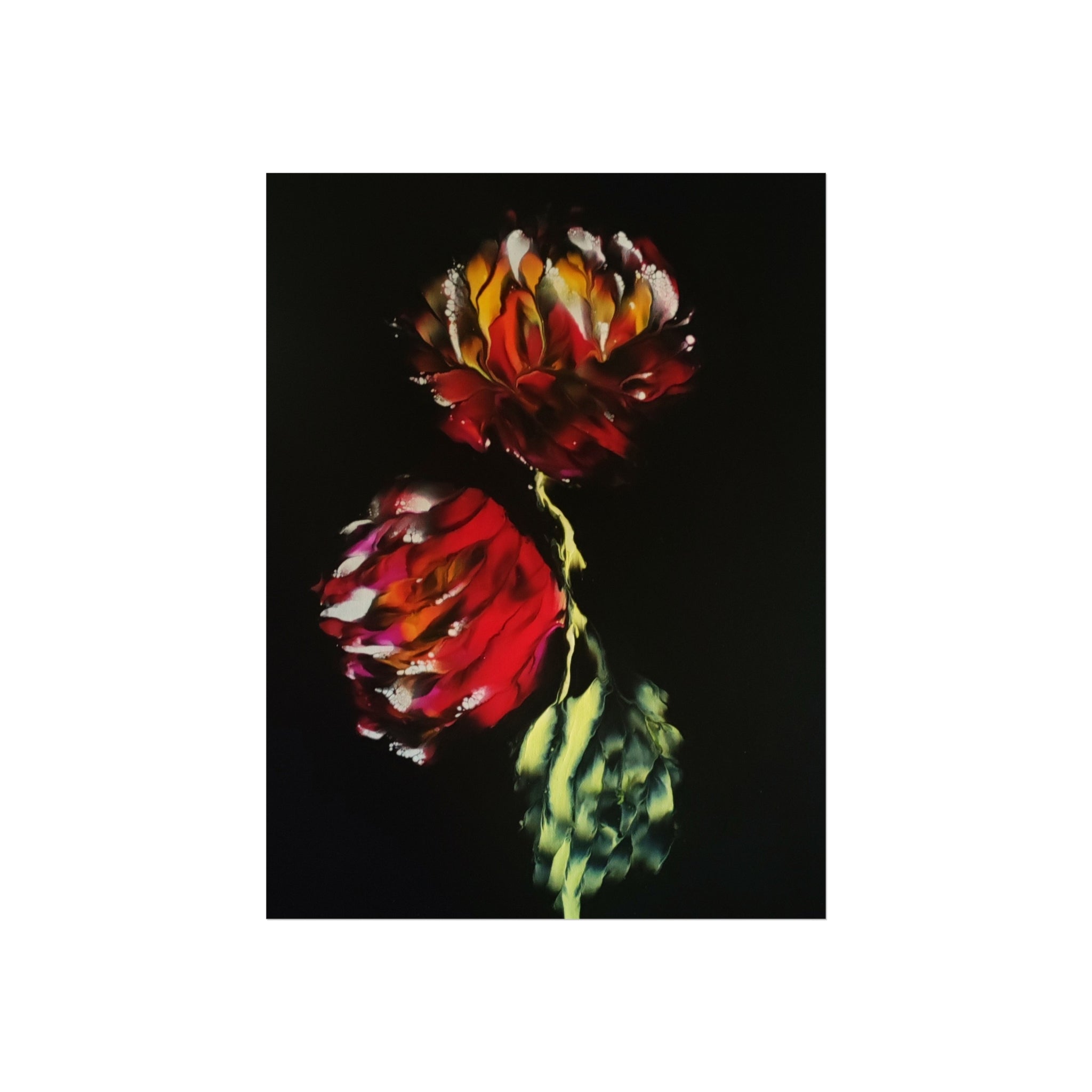 Firecracker — Red Peonies on Black, Botanical Wall Art