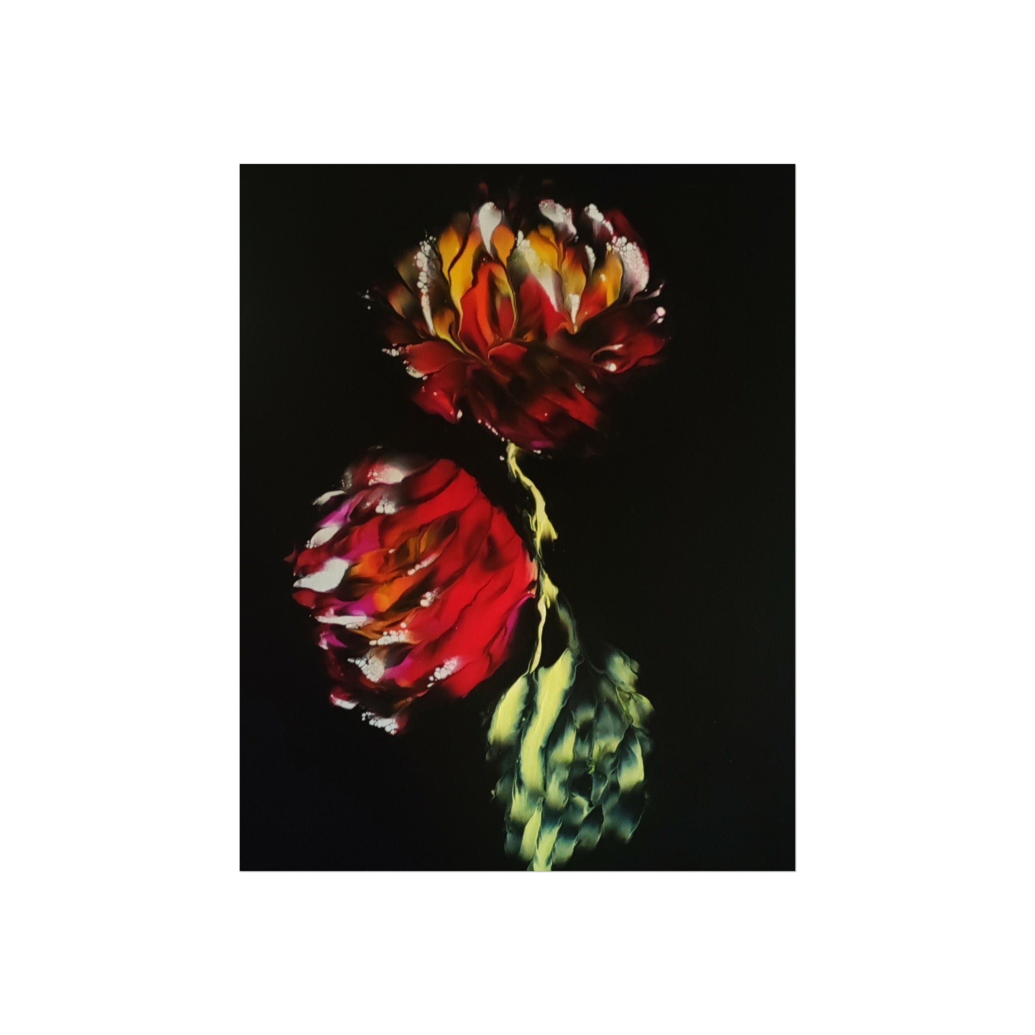 Firecracker — Red Peonies on Black, Botanical Wall Art