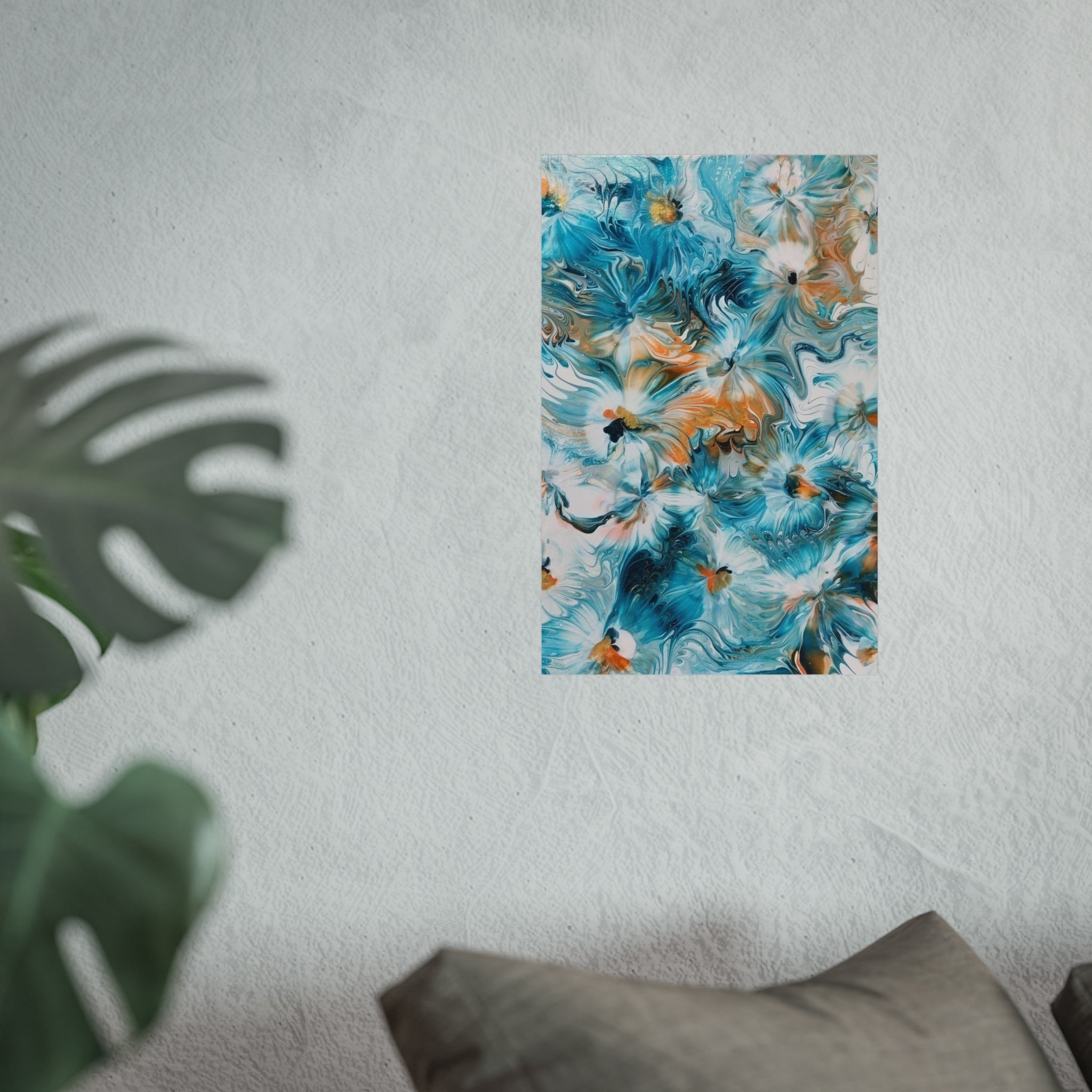 Happy — Abstract Floral Teal & Gold Wall Art