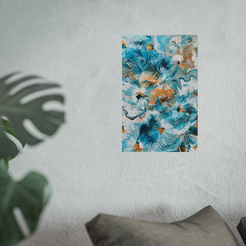 Happy — Abstract Floral Teal & Gold Wall Art