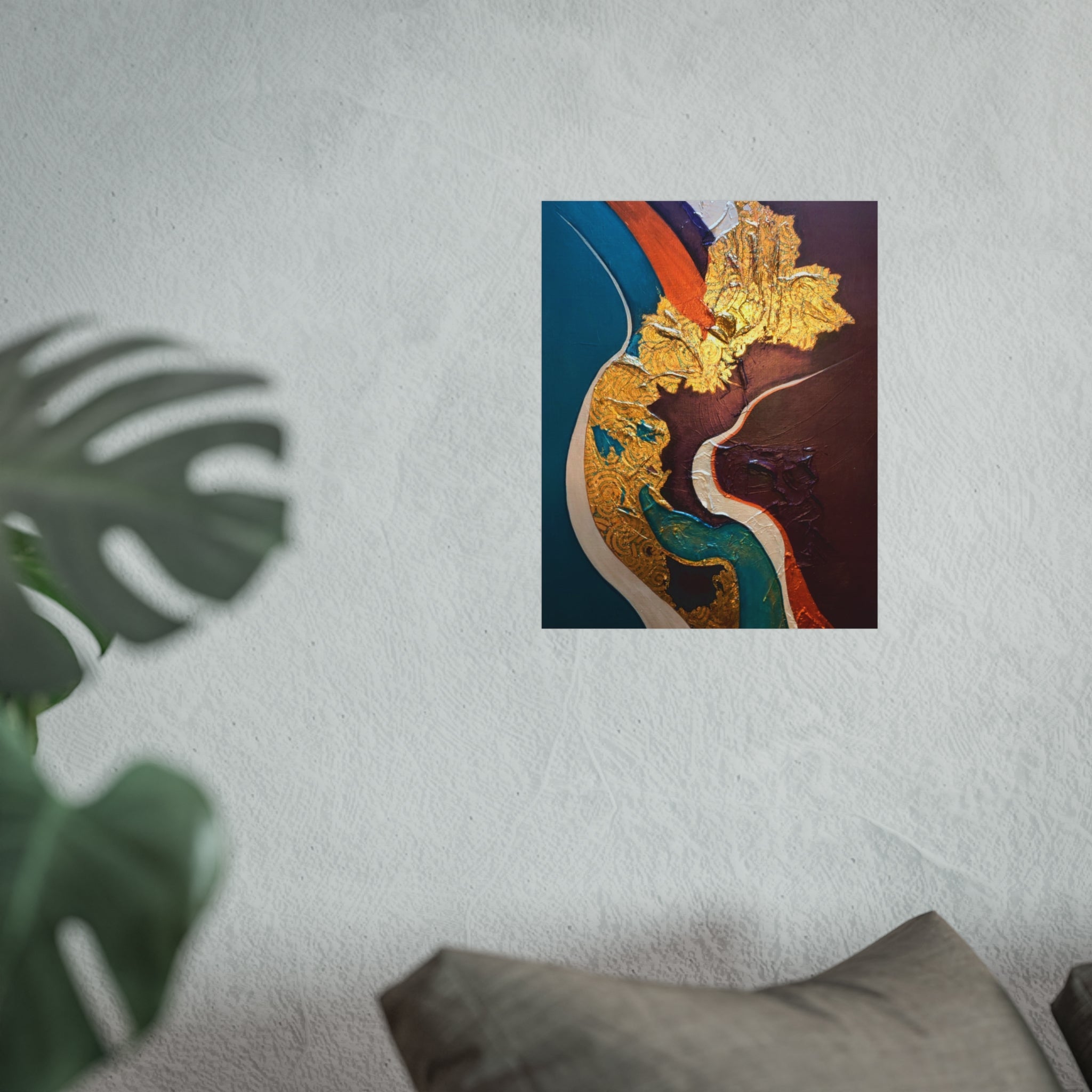 In the Groove — Teal, Gold & Earthtone Modern Wall Art
