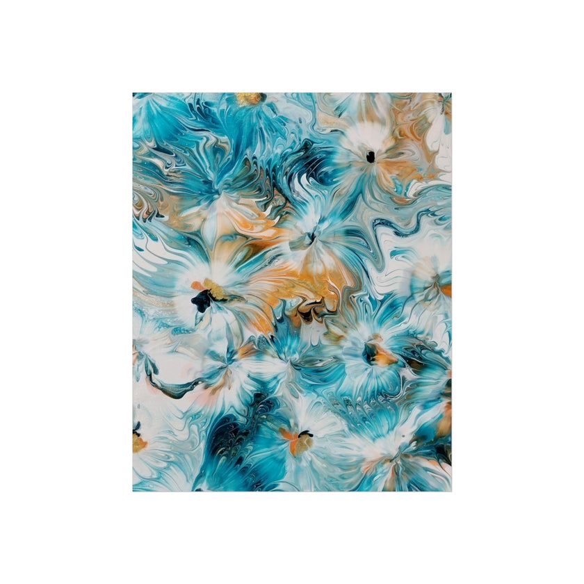 Happy — Abstract Floral Teal & Gold Wall Art