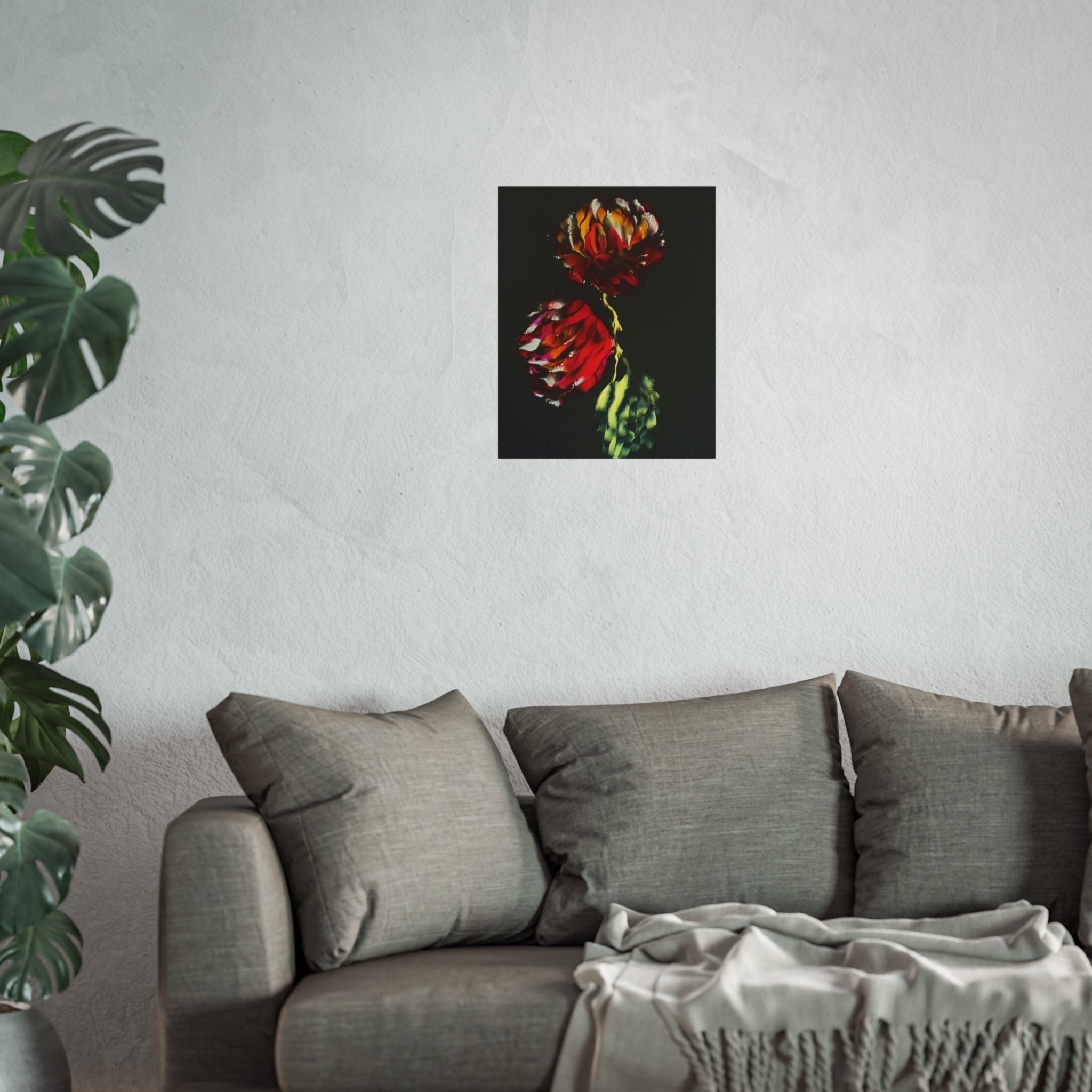 Firecracker — Red Peonies on Black, Botanical Wall Art