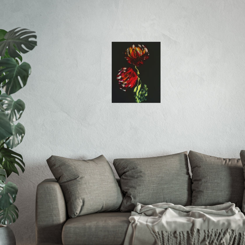Firecracker — Red Peonies on Black, Botanical Wall Art