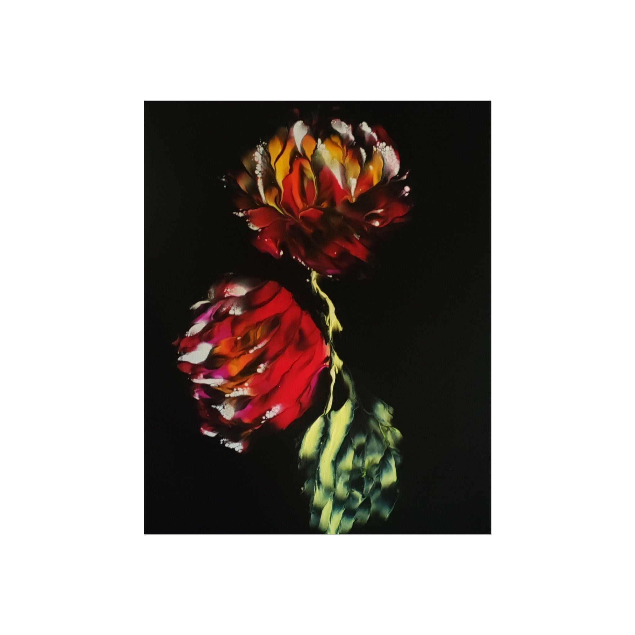 Firecracker — Red Peonies on Black, Botanical Wall Art