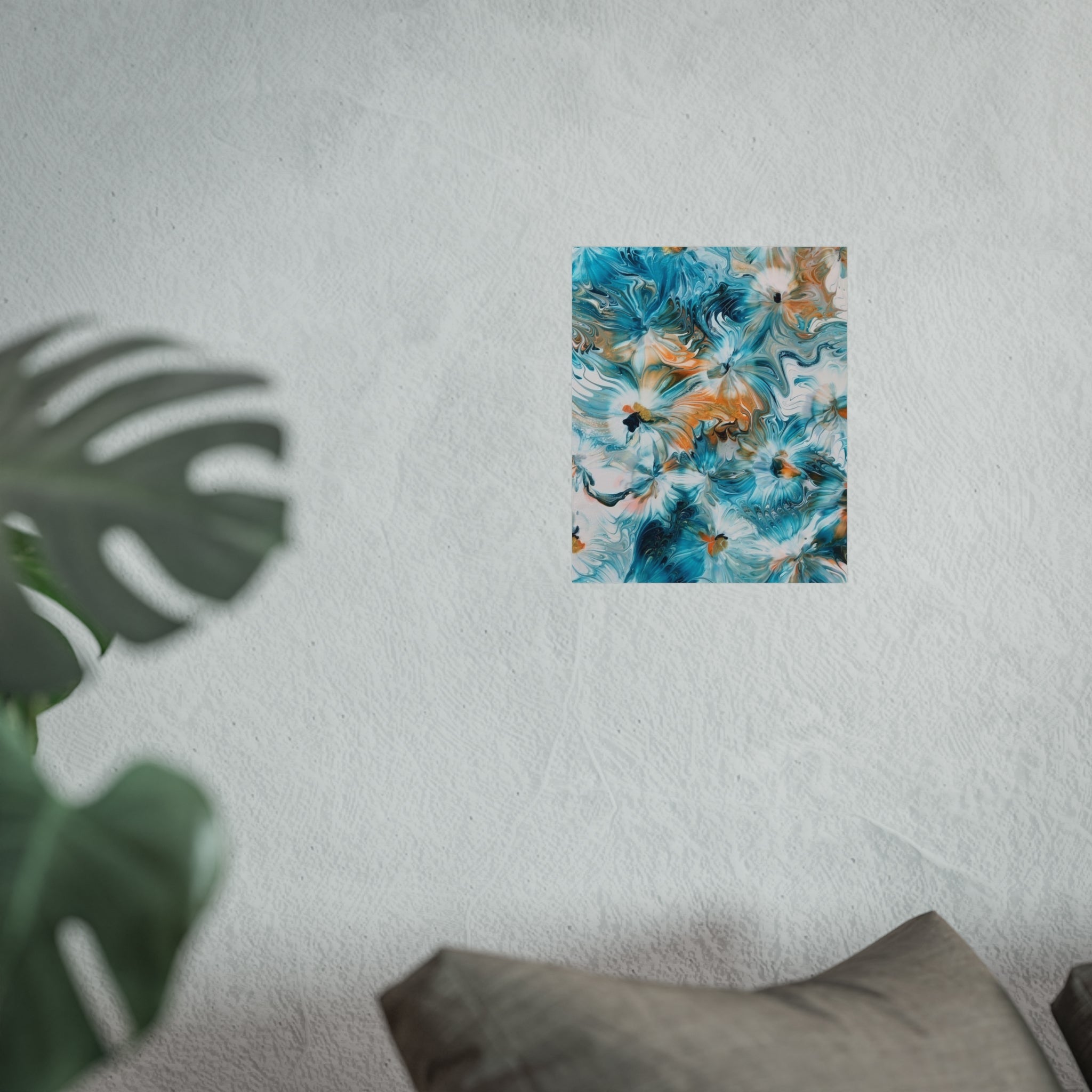 Happy — Abstract Floral Teal & Gold Wall Art