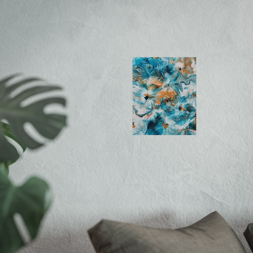 Happy — Abstract Floral Teal & Gold Wall Art