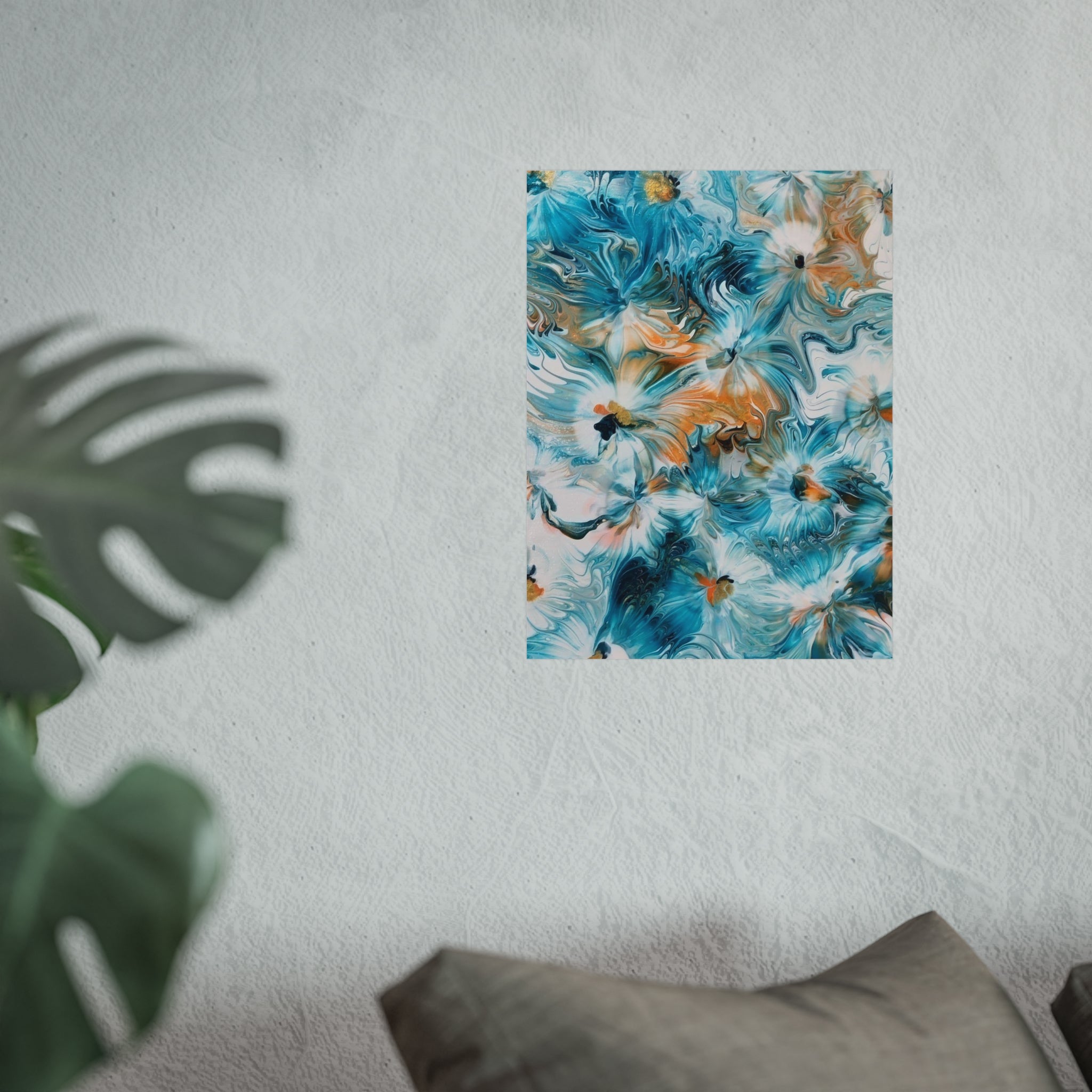 Happy — Abstract Floral Teal & Gold Wall Art