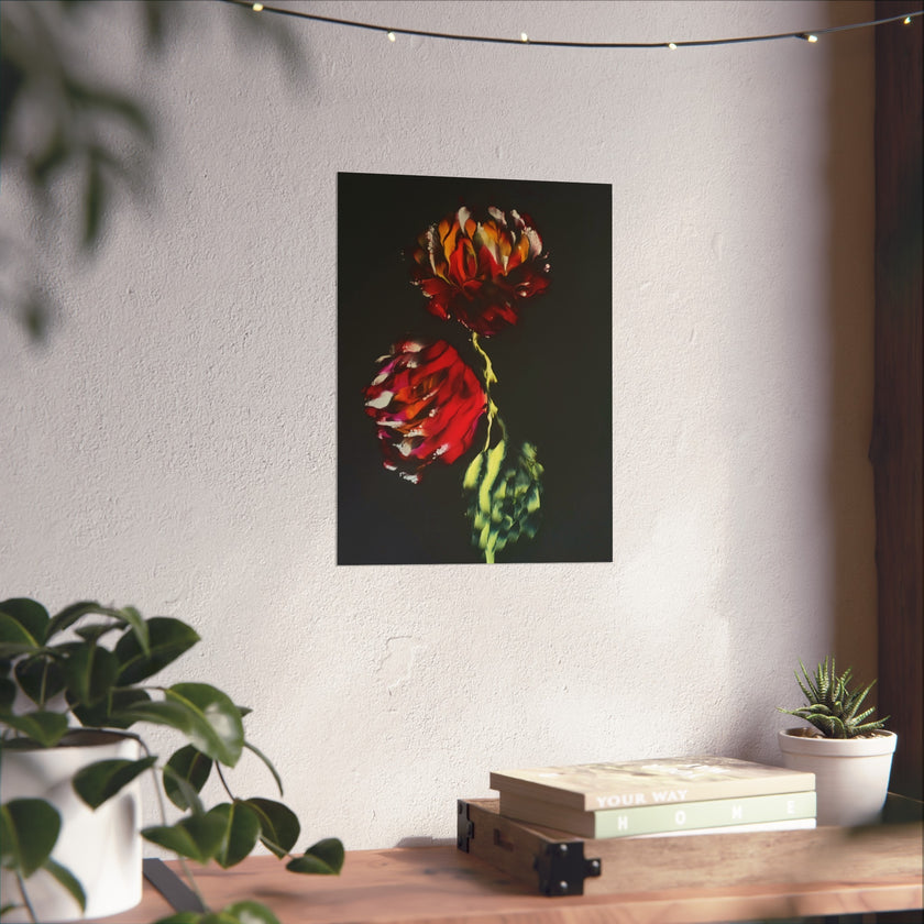 Firecracker — Red Peonies on Black, Botanical Wall Art