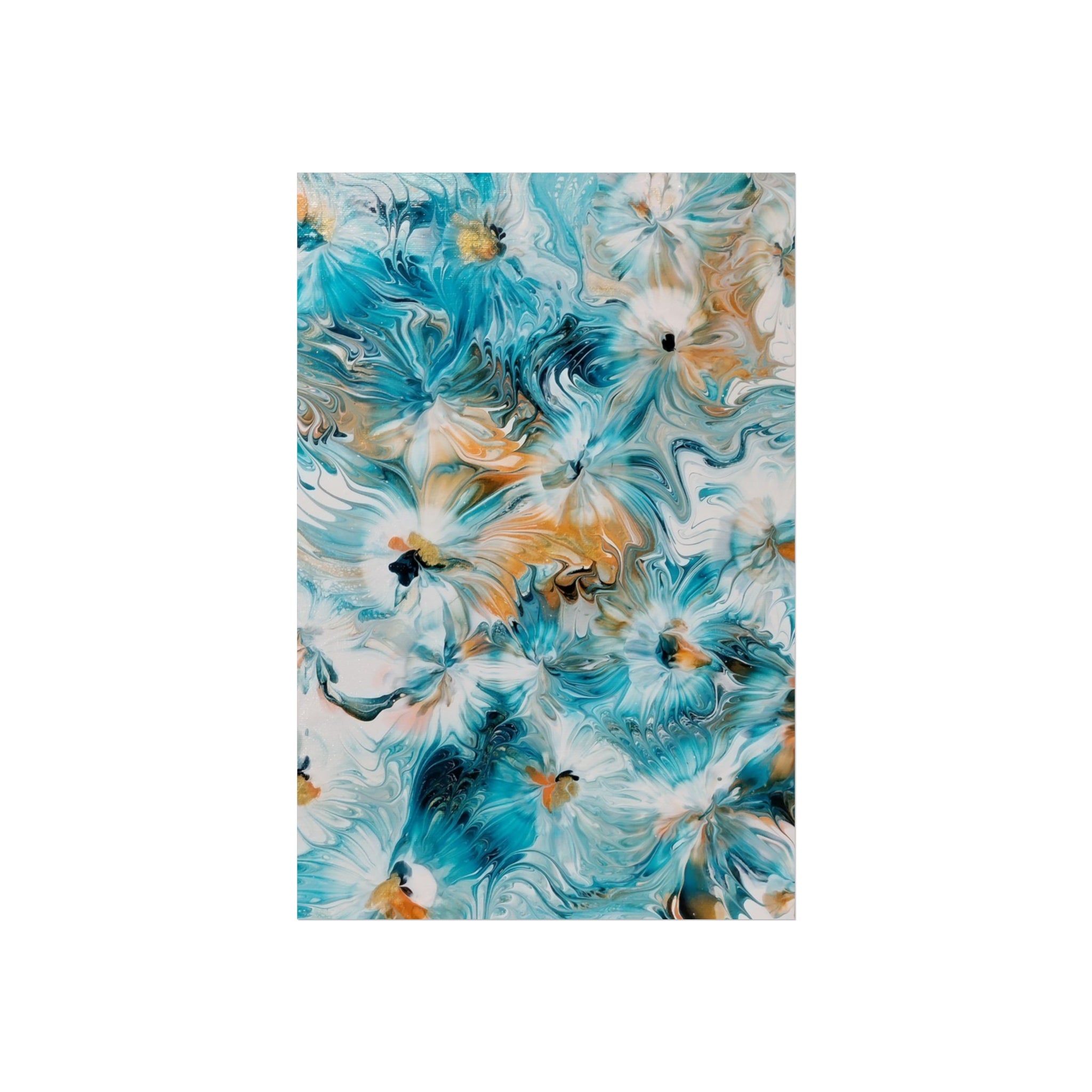 Happy — Abstract Floral Teal & Gold Wall Art