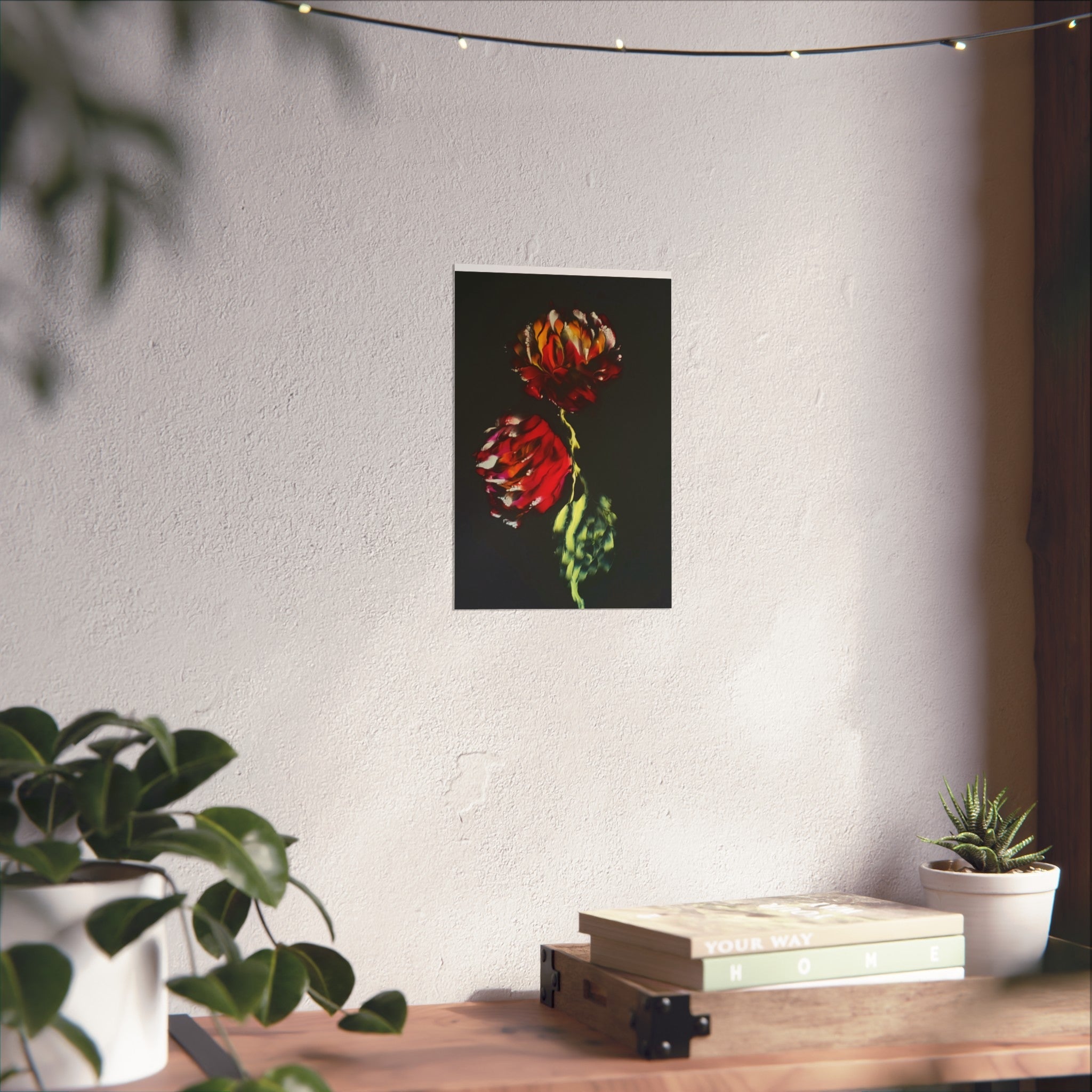 Firecracker — Red Peonies on Black, Botanical Wall Art