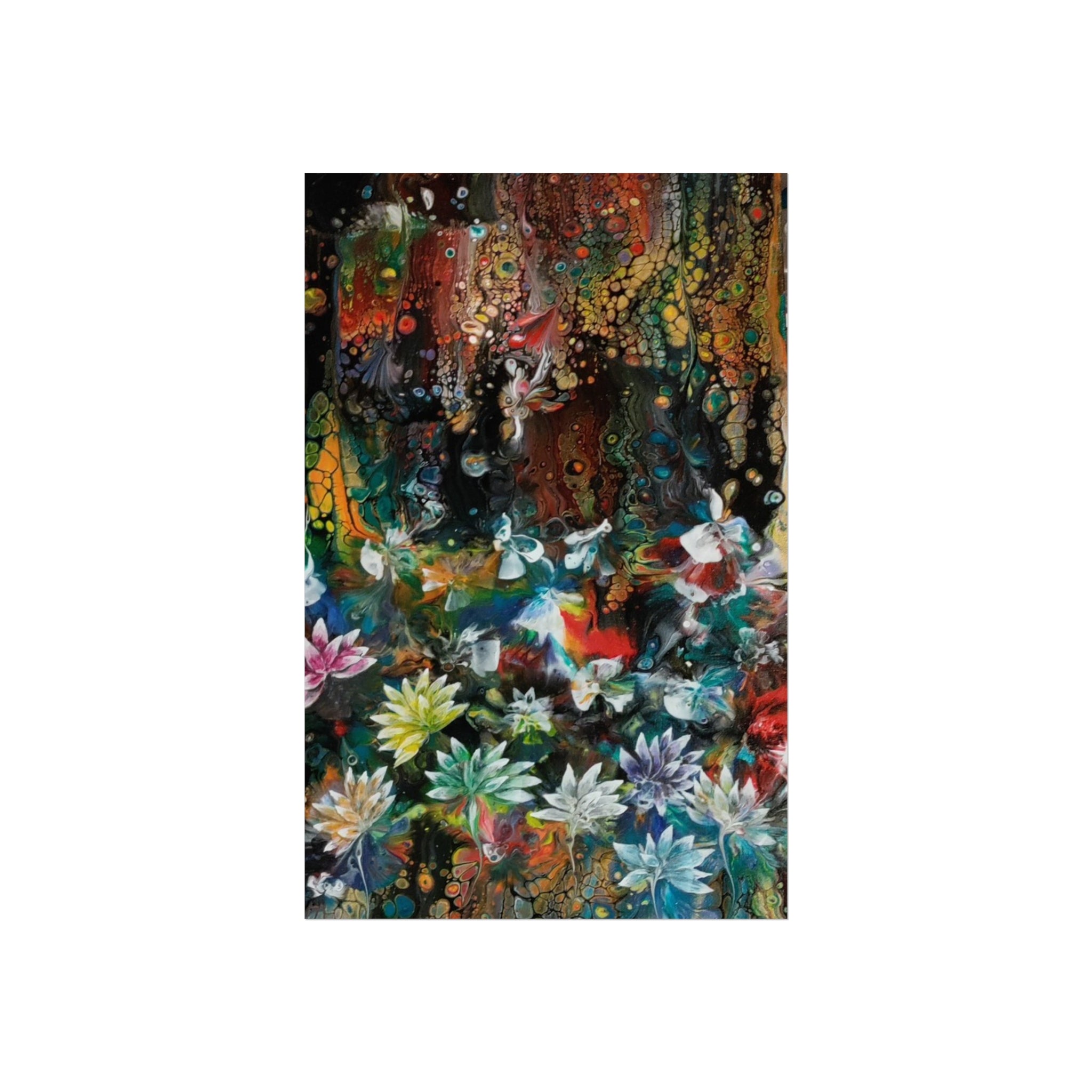 Lotus Garden – Abstract Colorful Floral Fantasy Wall Art