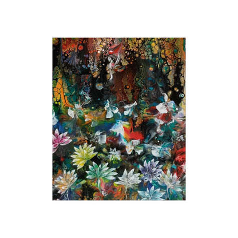 Lotus Garden – Abstract Colorful Floral Fantasy Wall Art