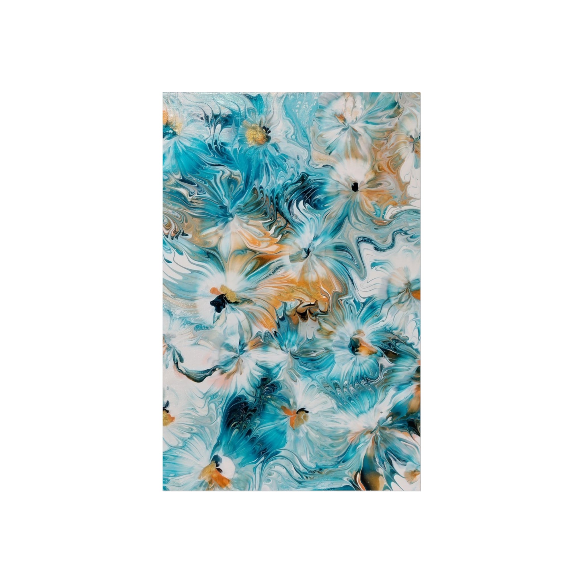Happy — Abstract Floral Teal & Gold Wall Art