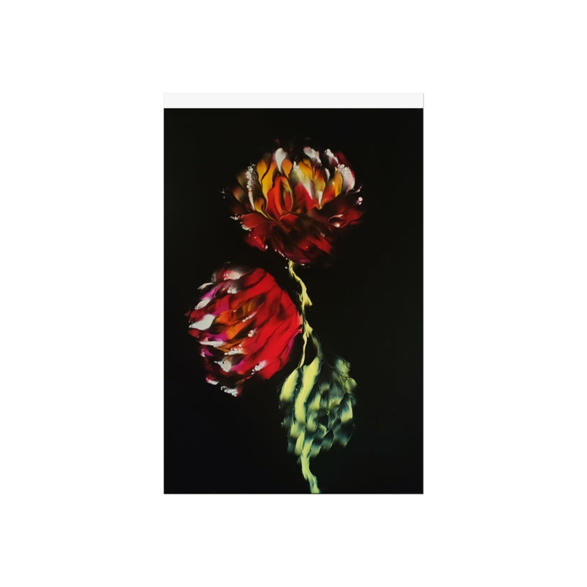 Firecracker — Red Peonies on Black, Botanical Wall Art