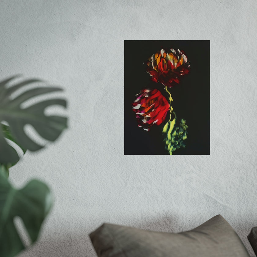Firecracker — Red Peonies on Black, Botanical Wall Art