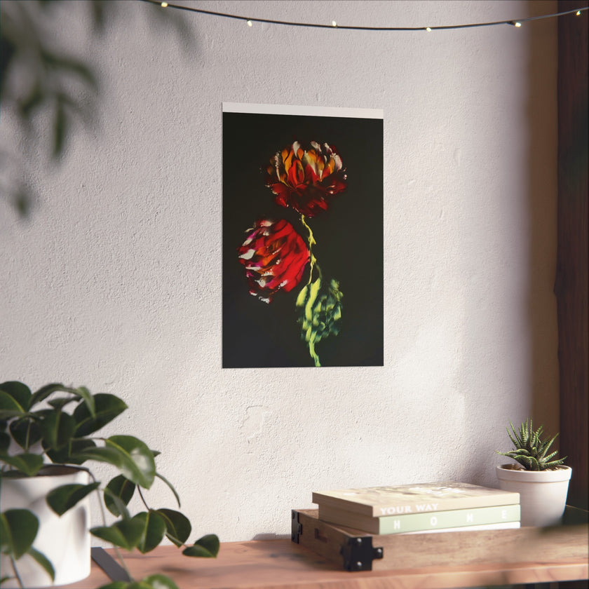 Firecracker — Red Peonies on Black, Botanical Wall Art