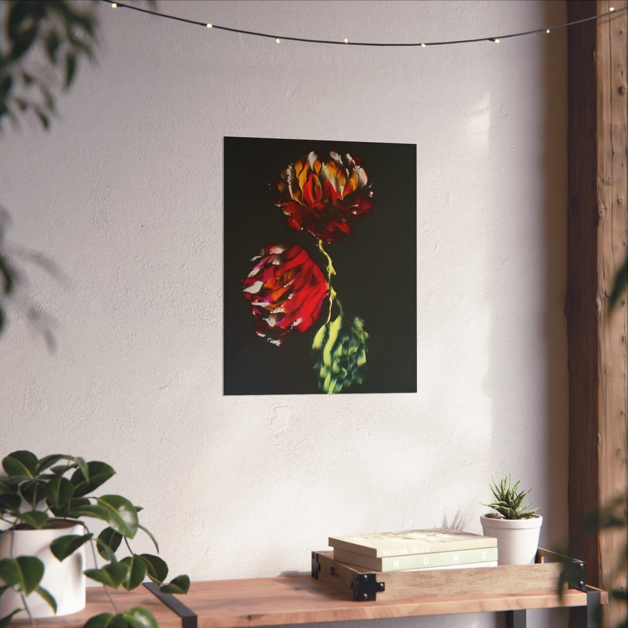 Firecracker — Red Peonies on Black, Botanical Wall Art