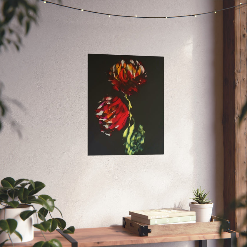 Firecracker — Red Peonies on Black, Botanical Wall Art