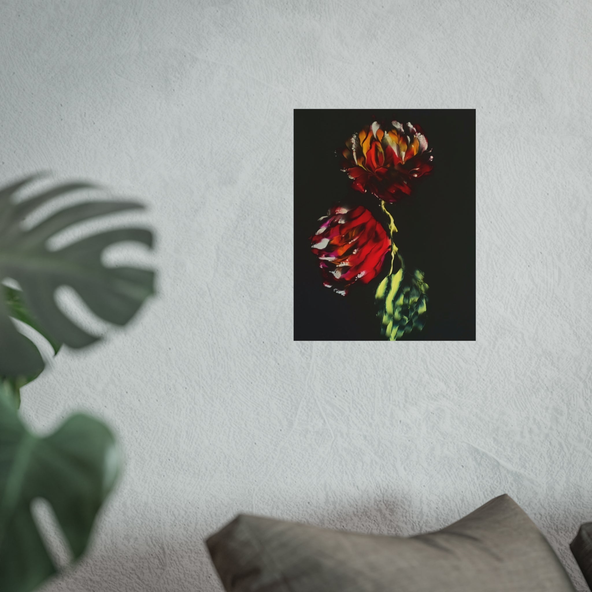 Firecracker — Red Peonies on Black, Botanical Wall Art