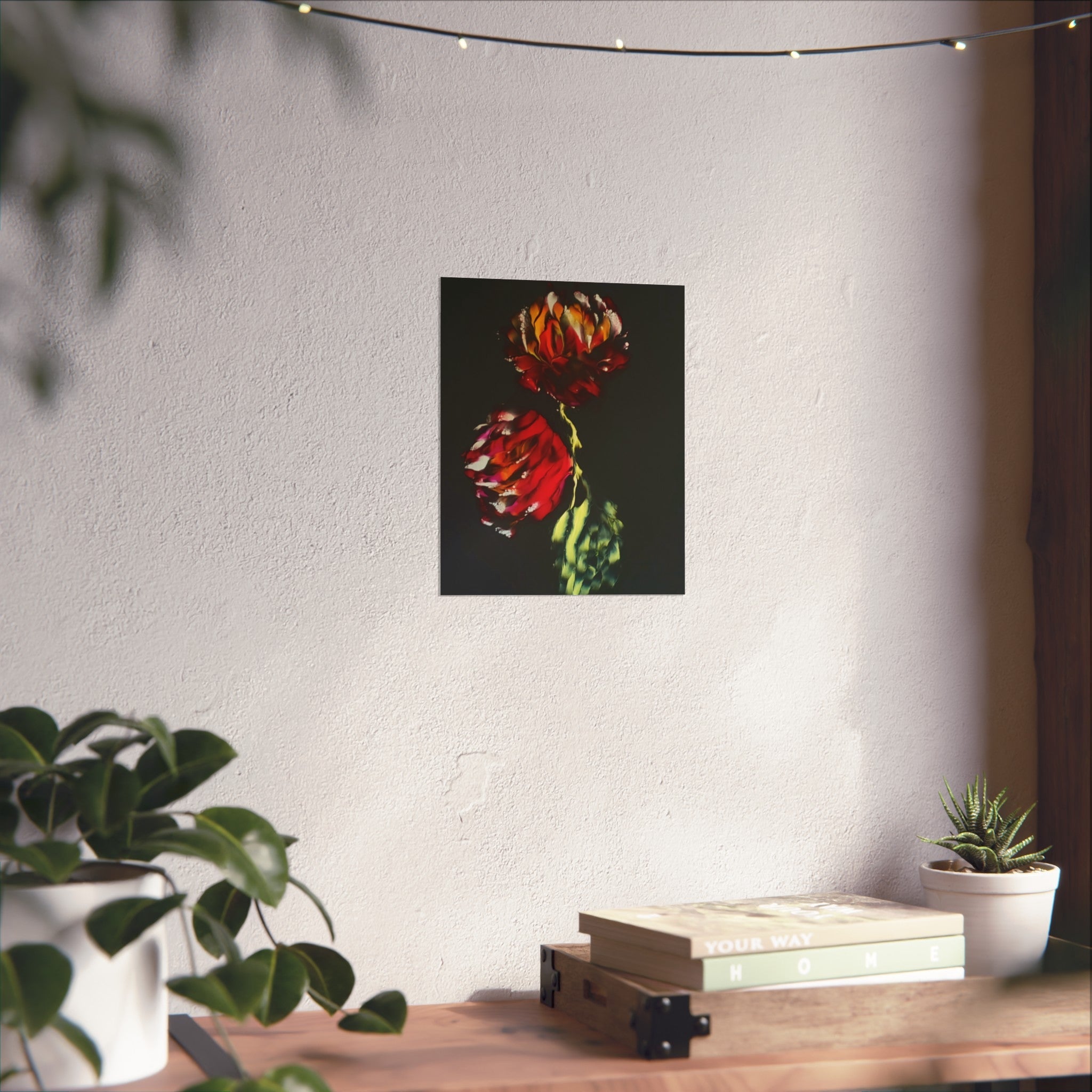 Firecracker — Red Peonies on Black, Botanical Wall Art