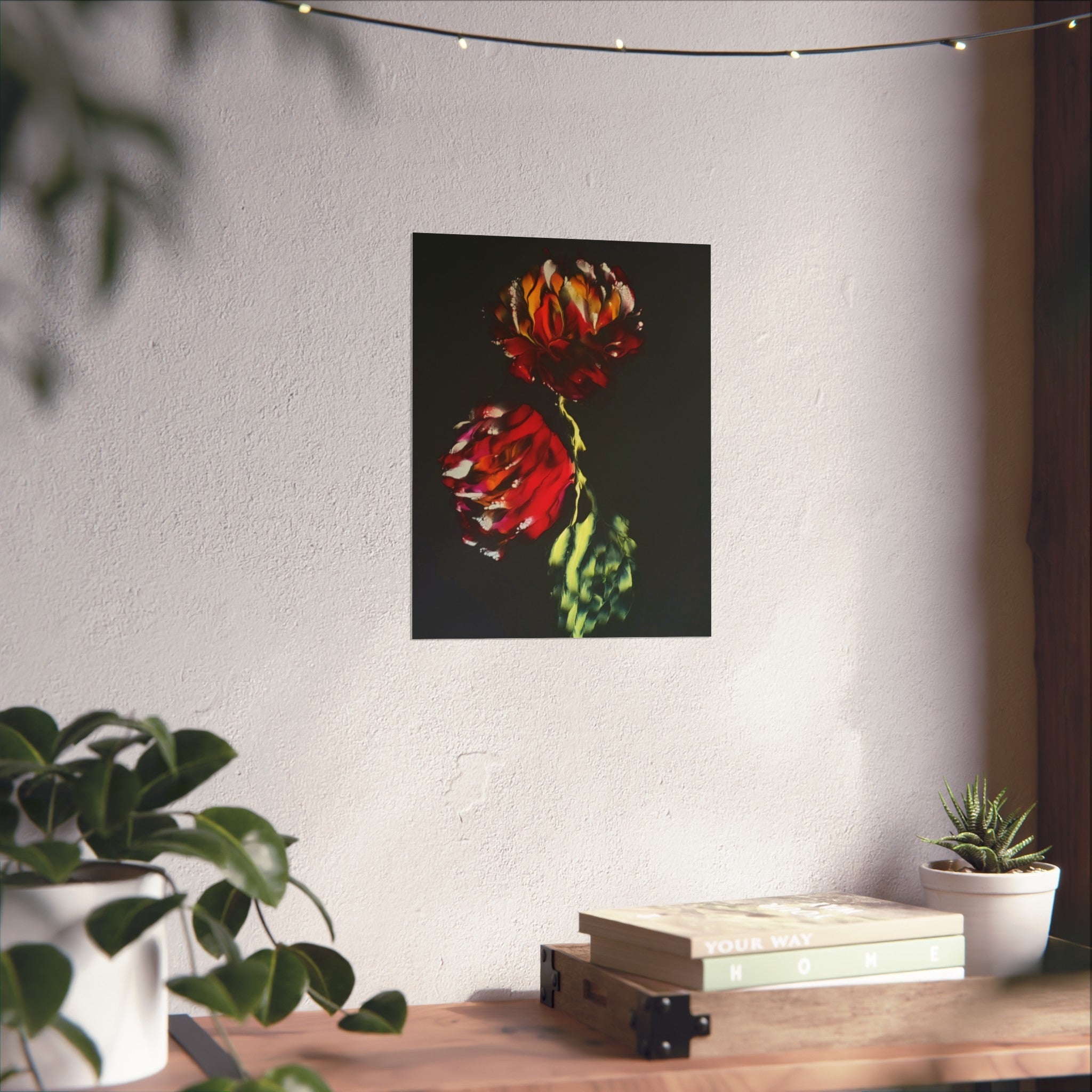 Firecracker — Red Peonies on Black, Botanical Wall Art