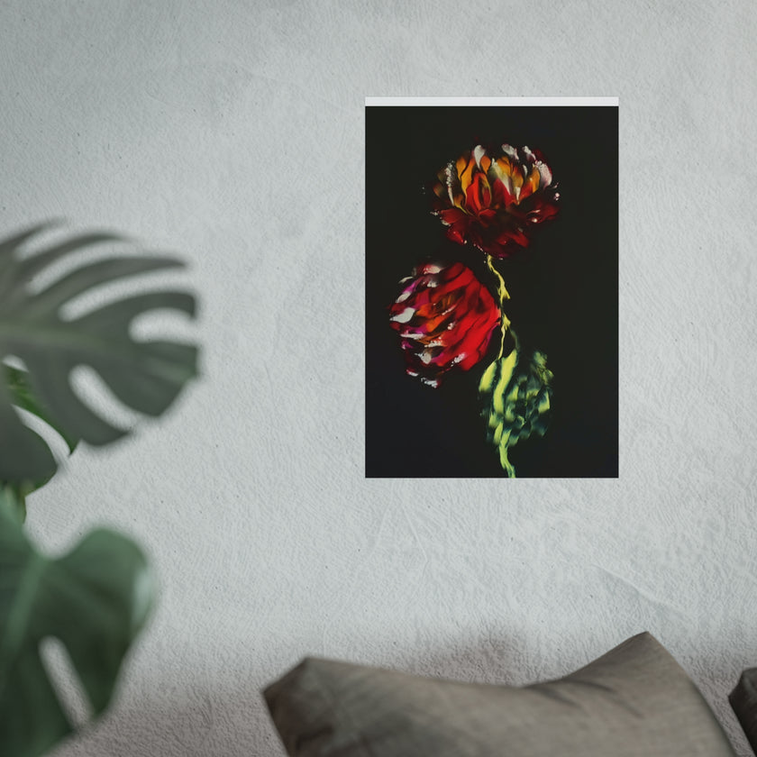 Firecracker — Red Peonies on Black, Botanical Wall Art