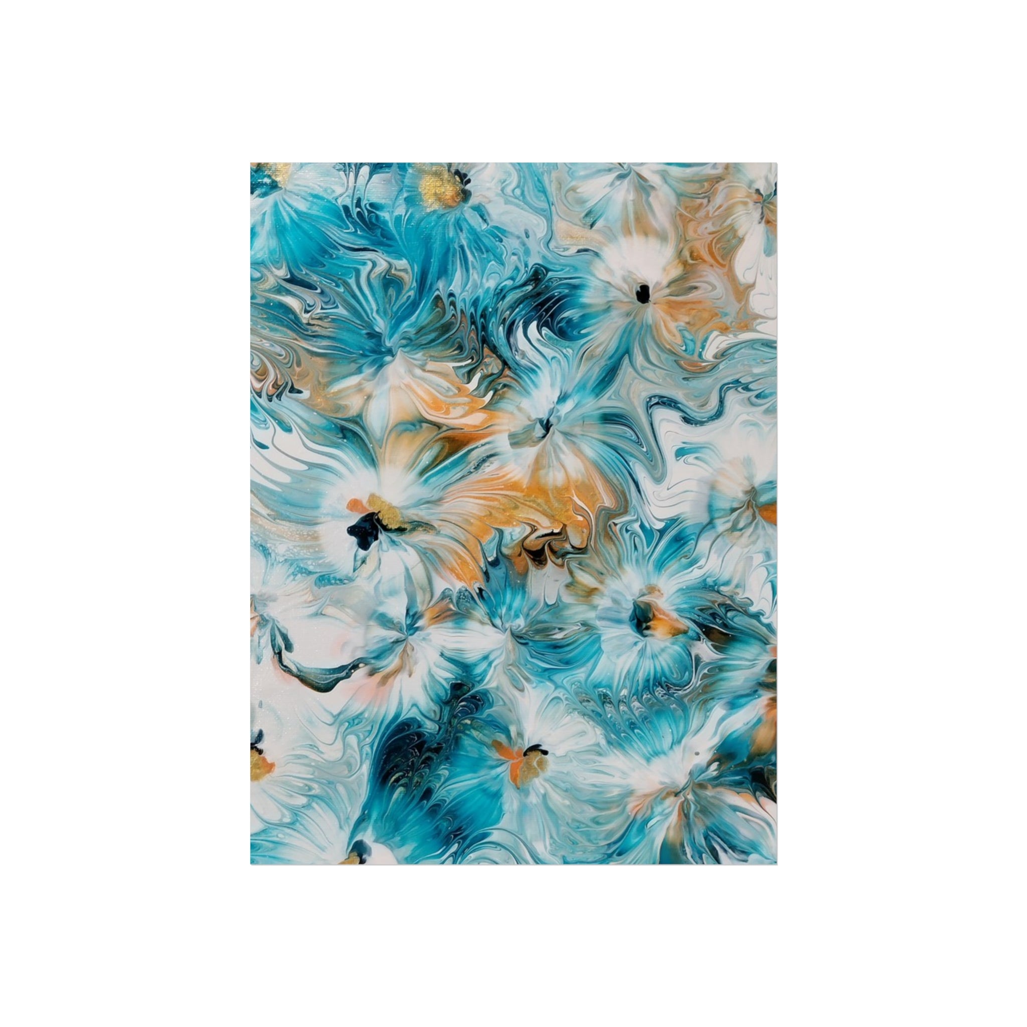 Happy — Abstract Floral Teal & Gold Wall Art