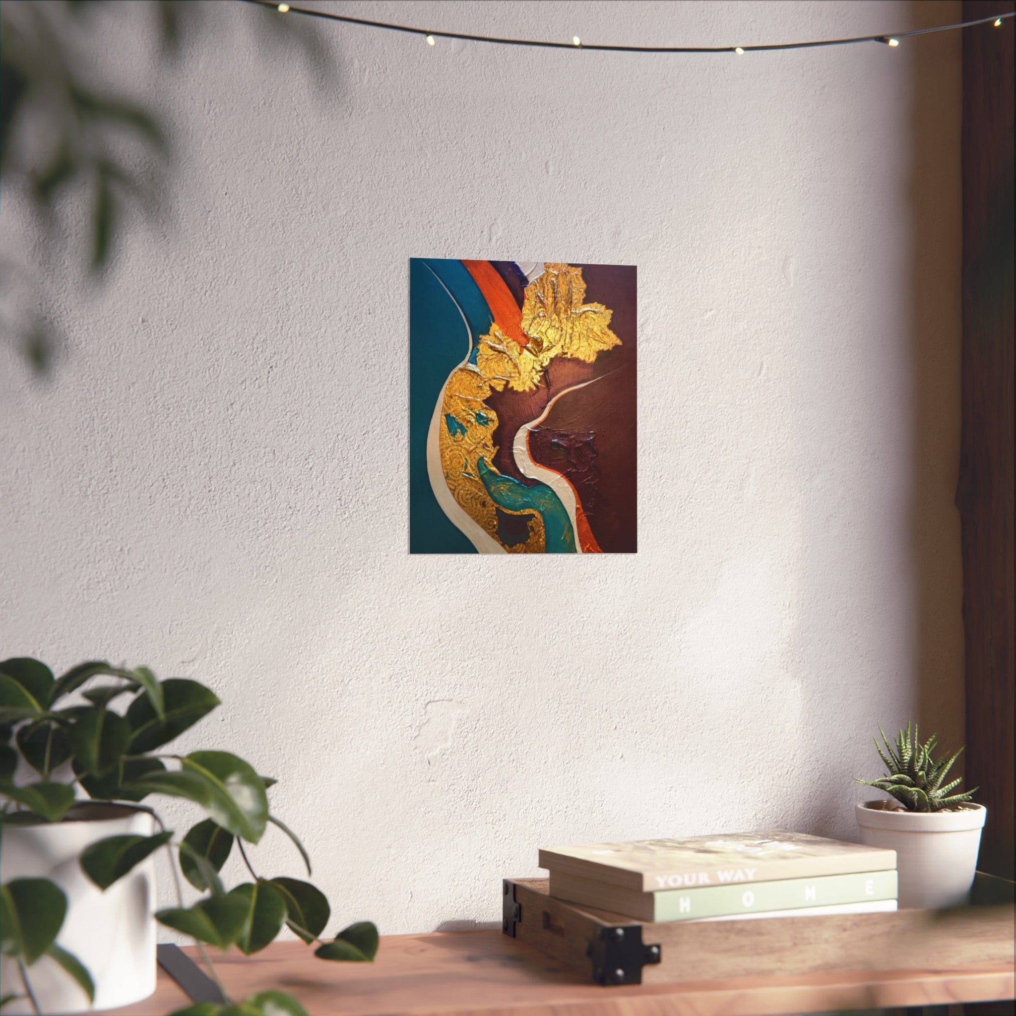 In the Groove — Teal, Gold & Earthtone Modern Wall Art