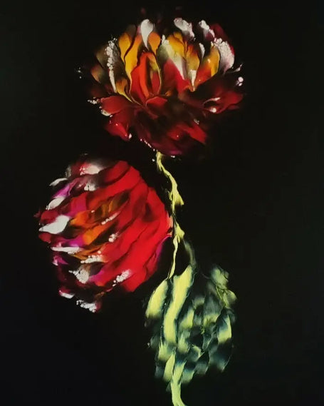 Firecracker Original Framed 19.25’’ x 23’’ Fluid Art