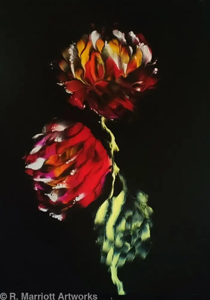 Firecracker Original Framed 19.25’’ x 23’’ Fluid Art