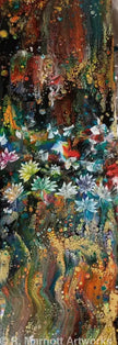Lotus Garden Original 12’’ x 36’’ Fluid Art