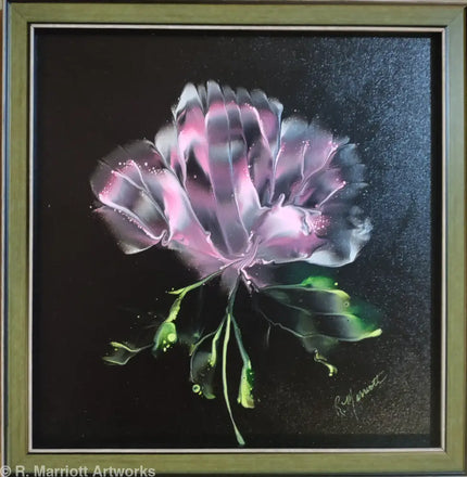 Pretty in Pink Original Framed 16.25 X 16.25 Fluid Art