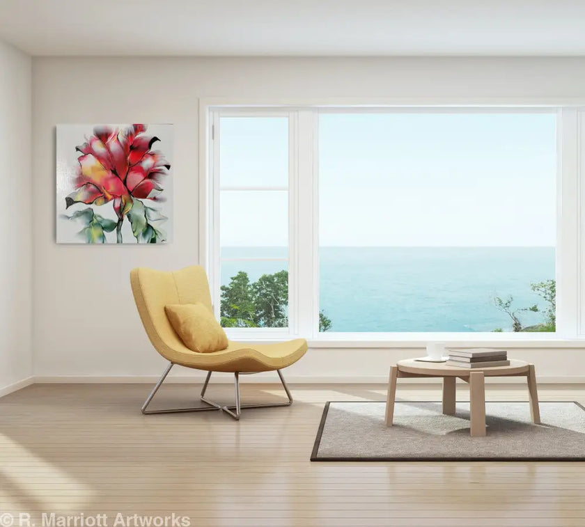 Red Flower Fluid Art