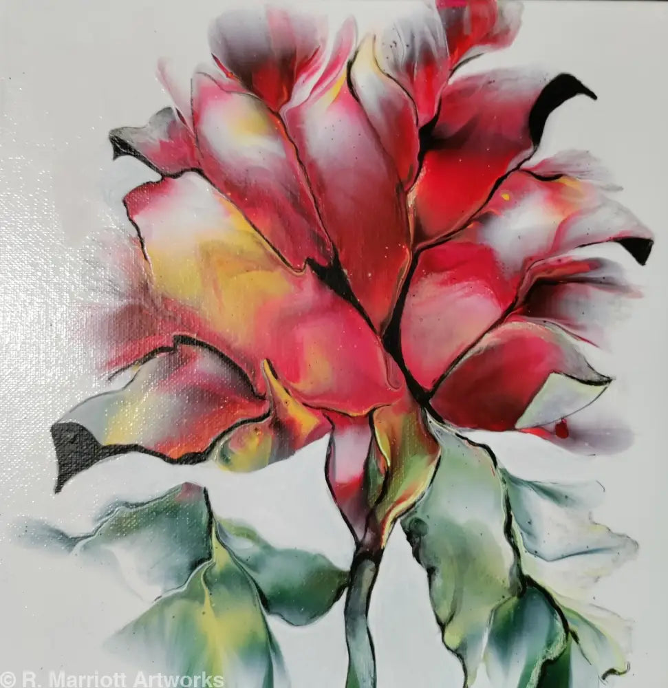 Red Flower Fluid Art
