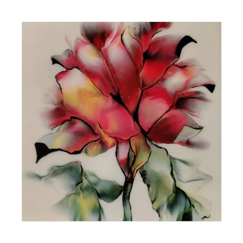 Red Flower – Soft Red Bloom Floral Fine Art Poster 10″ x 10″ / Matte Poster