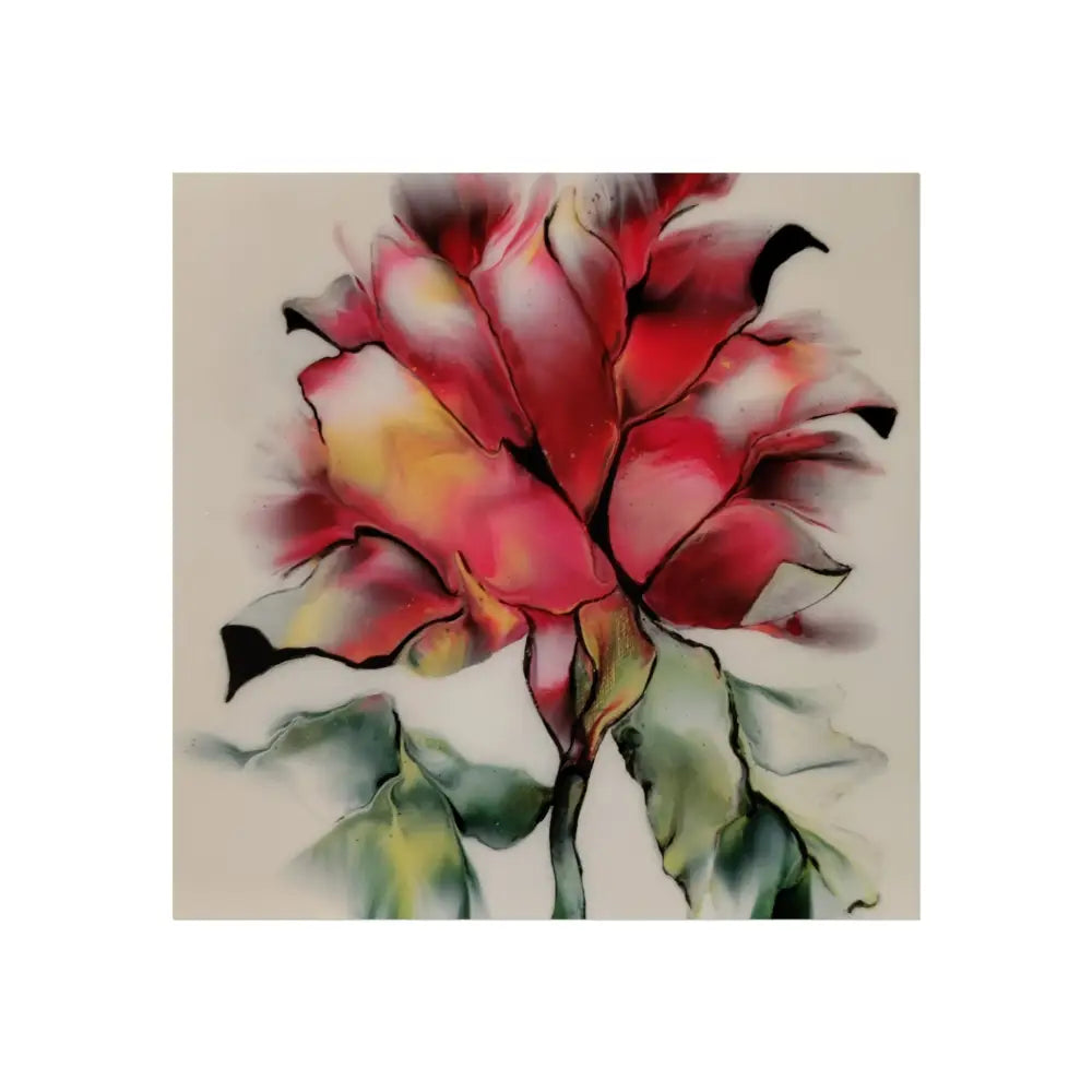 Red Flower – Soft Red Bloom Floral Fine Art Poster 16″ x 16″ / Matte Poster