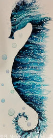 Seahorse I Original Framed 18.75’’ x 43’’ Fluid Art