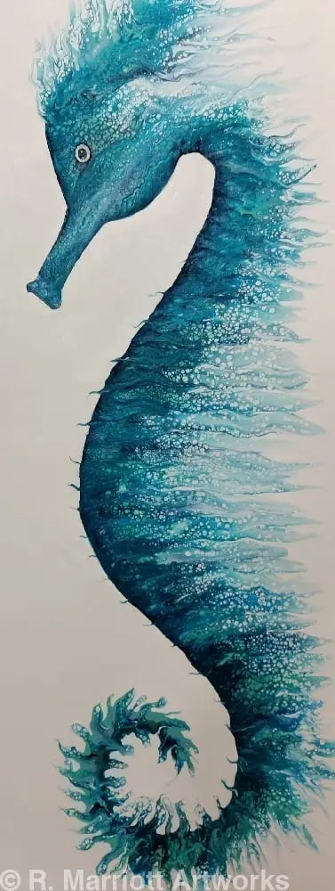 Seahorse II Original 16’’ x 40’’ Fluid Art
